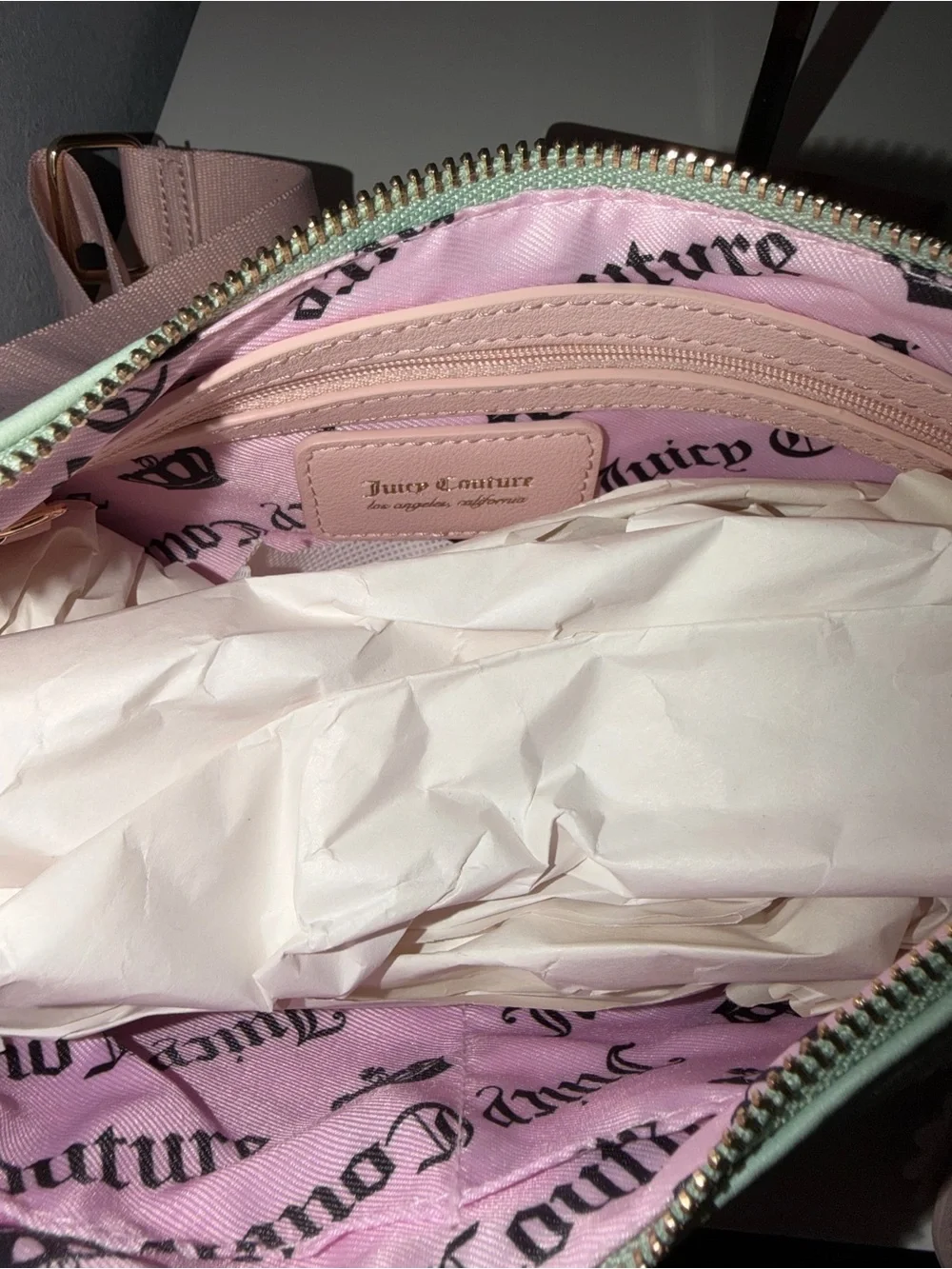 Juicy Couture Daisy for Juicy Shoulder Bag NWT Frosty Green Pink